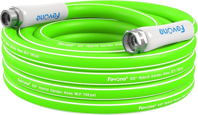 Fevone Kink Free Garden Hose 25 ft, All Weather Flexible, Heavy-Duty & Durable, Leak-Free Connection