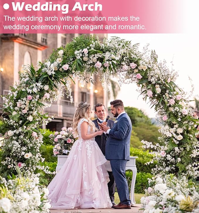 Queension Extra Large Wedding Arch for Ceremony 8.5Ft Wide 7.4Ft High for Large Space, Metal Arches Backdrop Stand with Ground Stakes and Sandbags for Party Supplies, Garden Trellis, Gold