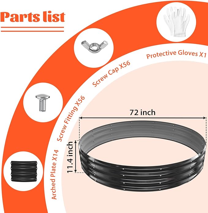 72 Inch Round Galvanized Fire Pit Ring/Fire Ring - Foldable and Perfect for Outdoor Gatherings and Campfires in The Yard/Garden/Park/Beach (Black+Gray, 6 FT Diameter+1 FT Tall)