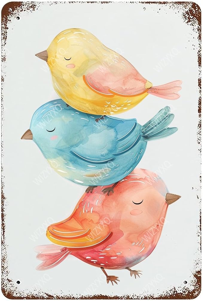 Funny Bird Metal Signs Vintage Tin Sign Retro Wall Decor for Home Office Farmhouse Yard Garden Shop Cafe Indoor Outdoor 8×12 Inches