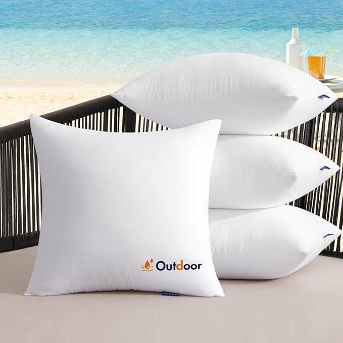 MIULEE Outdoor Pillows Set of 4 20x20 Waterproof Throw Pillow Inserts, Decorative Water Resistant Pillow Cushion for Patio and Garden