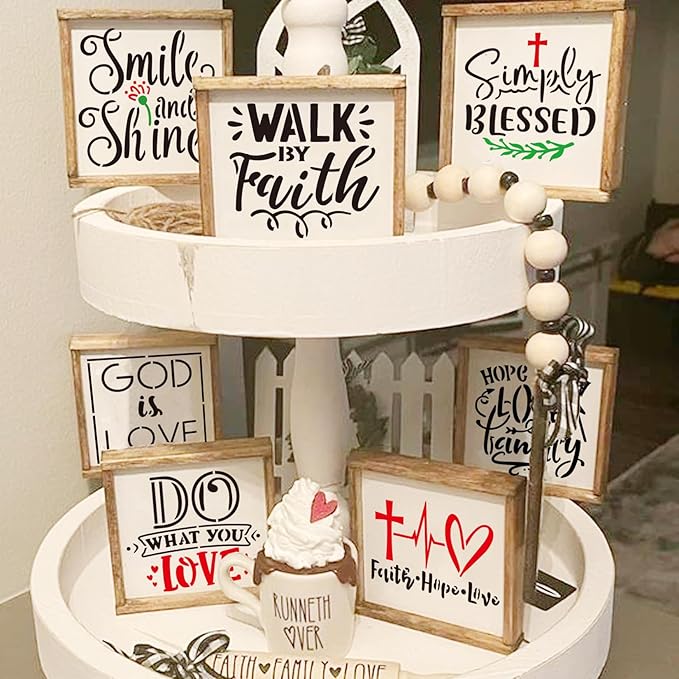 65Pcs Small Stencils for Painting on Wood BurningReusable, 3 Inch Reusable Stencil for Craft Ornament Paint Template Stencils for Wall Card Rock Wood Signs Coasters Canvas Home Decor (Bible Words)