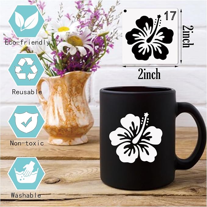 70pcs Small Flower Stencils for Painting on Wood Tiny Nature Leaf Stencils and Patterns Leaves Vine Stencil Floral Template Paint Stencils on Art Craft Canvas Wall Fabric Rock (70 Flower)