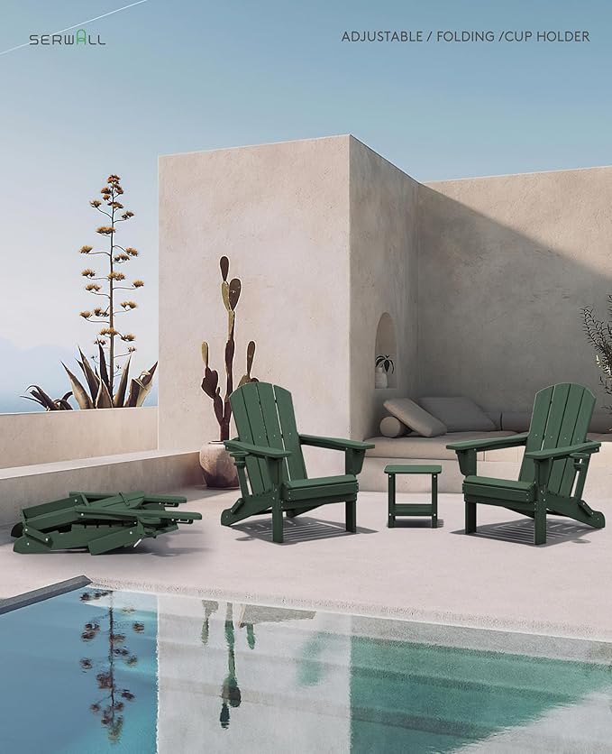 SERWALL Adjustable Folding Adirondack Chair Green