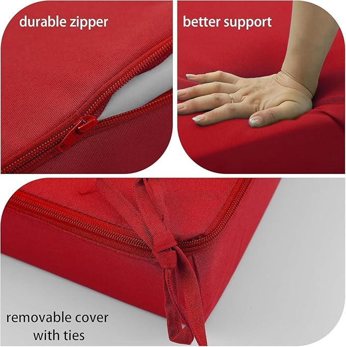 Outdoor Cushions for Patio Furniture, Outdoor Seat and Back Cushion, Waterproof Hampton Bay Deep Seat Replacement Couch Cushions for Garden Lawn, 26.5x26.5 Red