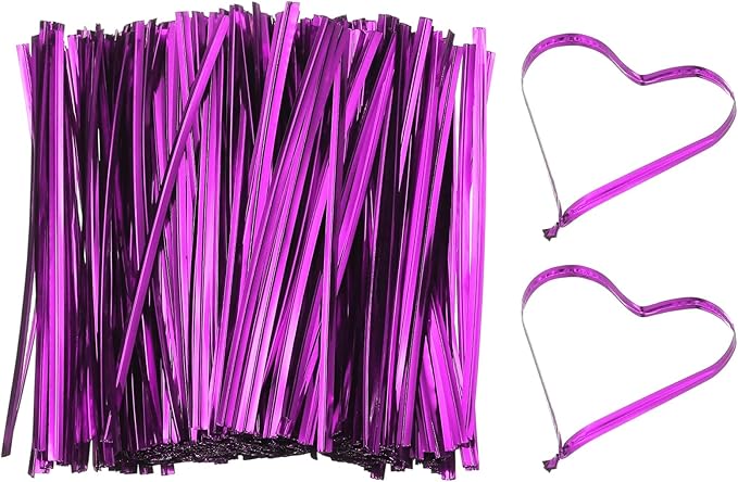 PATIKIL Bag Twist Ties 5 Inch, 800 Pcs Metallic Bread Ties for Treat Plastic Bags Gift Wrapping Candy Coffee Bag Plant Party Cake Favor, Purple