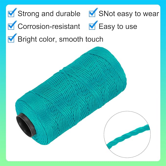 MECCANIXITY Nylon String 3 Strands Twisted Mason Line 1.5mm x 218 Yards Nylon Twine String for DIY Projects, Home Improvement, Gardening, Gift Wrapping, Christmas Party Supplies, Green