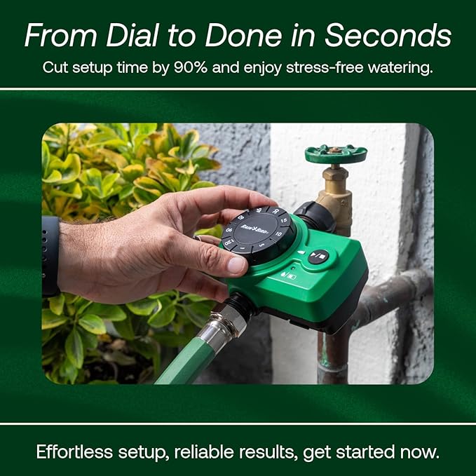 Rain Bird 1ZEHTMRS Simple-Set Hose End Timer, One Zone/Station, Battery Operated, 3/4" Garden Hose Thread, Heavy-Duty Brass Inlet