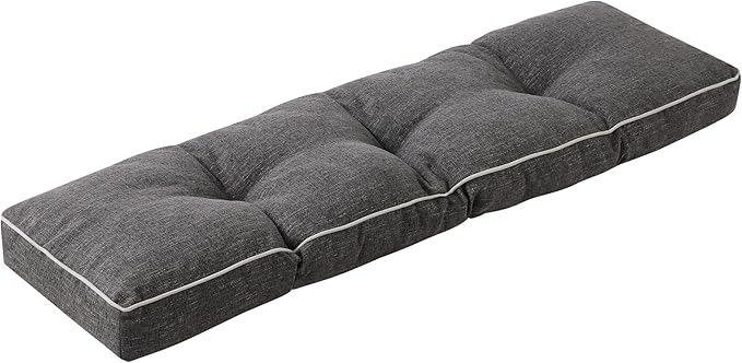 Bench Cushion, 42 x 16 Inch Patio Furniture Cushions with Durable Ties, Soft Memory Foam Bench Cushions for Indoor/Outdoor Furniture with Non-Slip Bottom, Kitchen&Dining, Dark Grey
