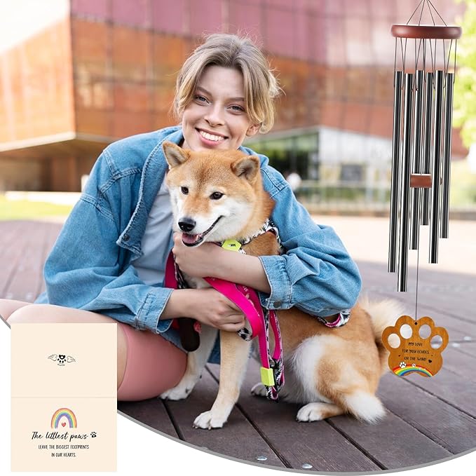 Memorial Gifts for Loss of Dog - Rainbow Bridge Pet Memorial Wind Chimes Pet Sympathy Remembrance Gift for Loss of Dogs in Memory of Dogs Wind Chimes for Outside Garden Patio Condolence