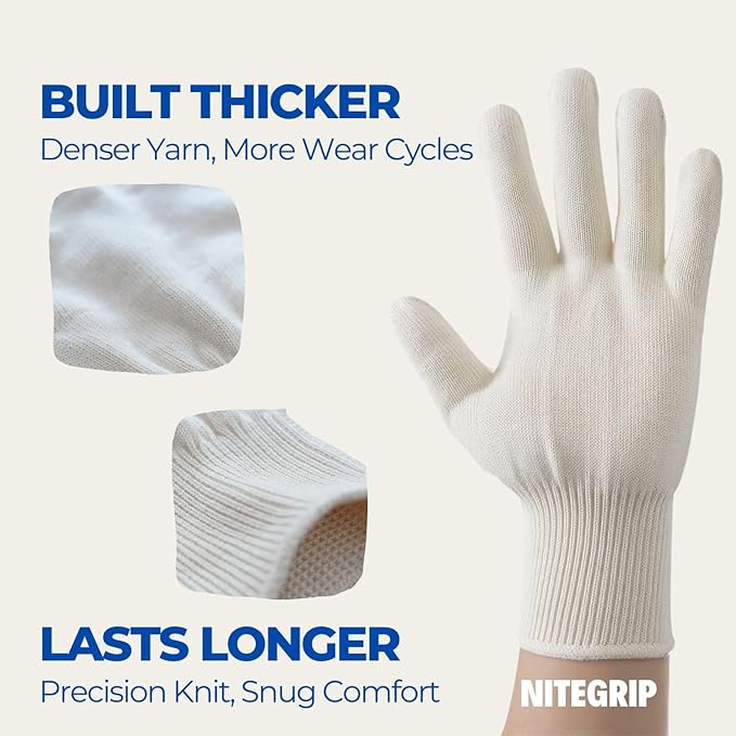 Heat-Resistant Cotton String Knit Work Gloves (2 Pairs, Large) – Reusable BBQ & Safety Glove Liners Hand Saver