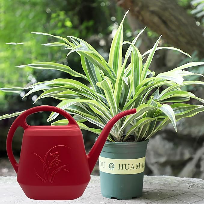 Grip Watering Can - with Long Spout - 1 Gallon - Wine Red