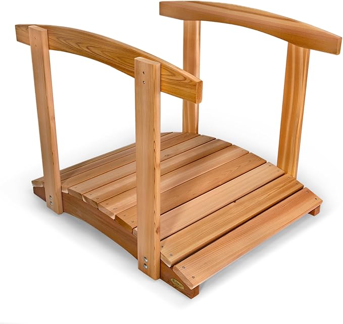All Things Cedar Wooden Bridge, Outdoor Garden Walkway with Side Rails, 3', Natural