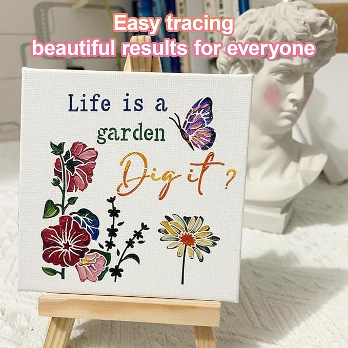 16 PCS Garden Theme Stencils for Painting, Stencils for Crafts Reusable 8 x 8 Inch Quote Floral Templates for Wood Signs Sheds Planters and Patio Decor