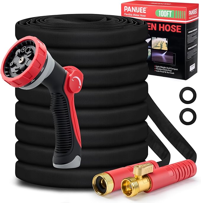 Upgraded 100FT Non-Expanding Garden Hose, Lightweight, Flexible Ultra-Light Water Hose, Burst-Resistant, Lead-Free, Anti-Kink, High-Pressure