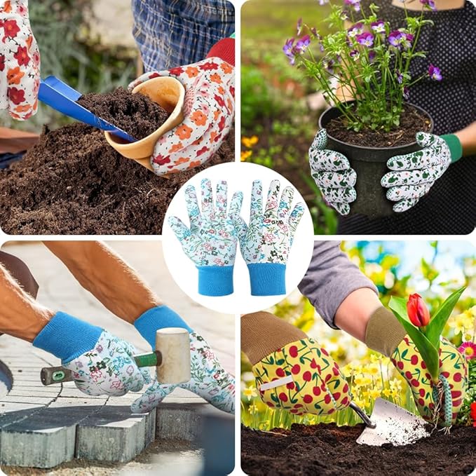 Ainiv Floral Gardening Gloves for Women/Ladies, Non-Slip Garden Work Gloves,Breathable Yard Work Glove Light Working Gloves