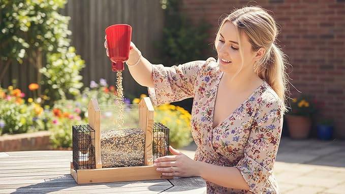 XL Hopper Bird Feeder for Outside - DIY Birdfeeder Kits for Adults to Build - Ranch Feeder W/Suet Cages - Heavy Duty 3/4" Red Cedar - Longtime Durability - 10 Lbs Compacity, 13" Size
