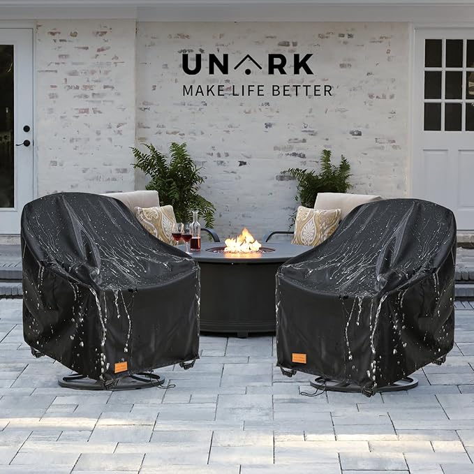 Outdoor Swivel Chair Covers Waterproof 2 Pack,Outdoor Chair Covers Patio Furniture Cover for Deck Patio Swivel Chair Heavy Duty, 28 W x 32 D x 36 H inches,Black