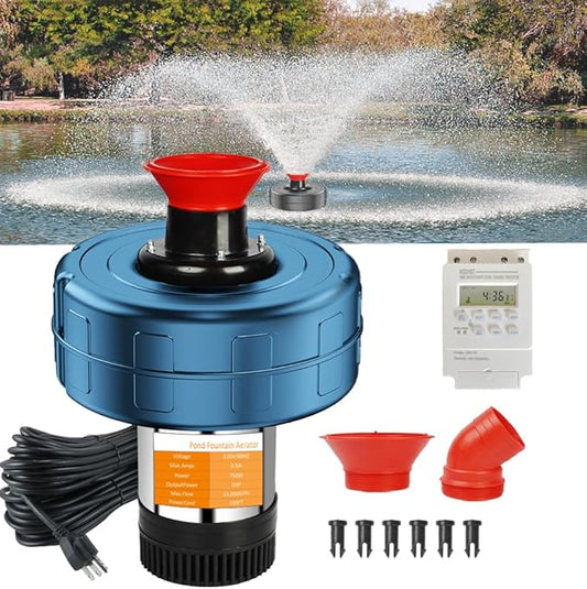 Pond Fountain Aerator, 1HP 110V 15000 GPH Stainless Steel Floating Pump w/100ft Cord – Aerator for Ponds, Lakes, Water Gardens