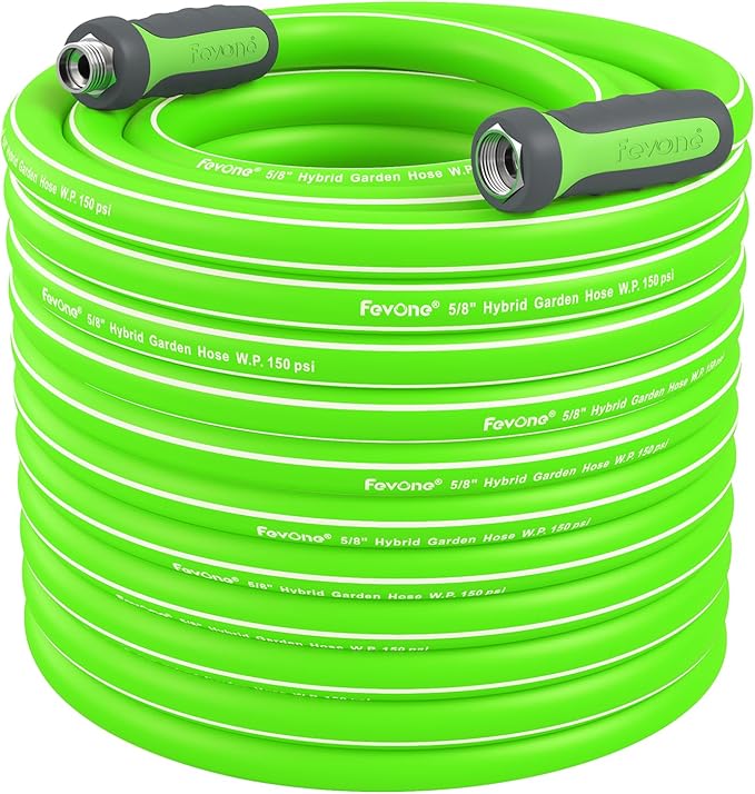 Fevone 105 ft Kink Free Garden Hose with Swivel Handle, All Weather Flexible, Heavy-Duty & Durable, Leak-Free Connection