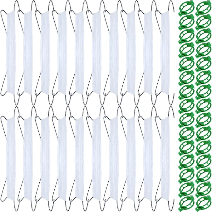 Tomato Hooks with String, Tomato Support Hooks, 20 Pcs Tomato Holder Hooks & 30 PCS Plant Support Clips with 33.3ft Twine to Prevent Tomatoes from Pinching or Falling Off