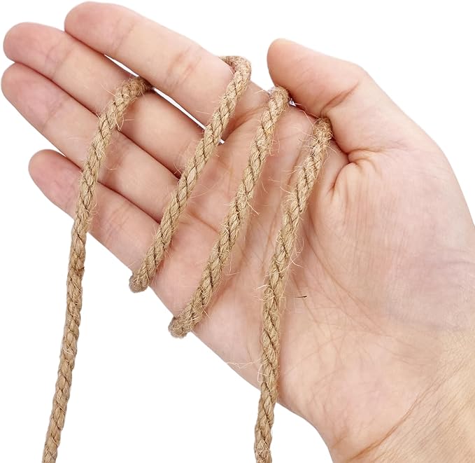 Leecogo 4.5mm Jute Rope 100 Feet Natural Craft Rope Twine String Perfect for Home Gardening Macrame Arts Crafts DIY Cat Scratching Post Replacement Repairing Recovering Cats Toy Making,Brown