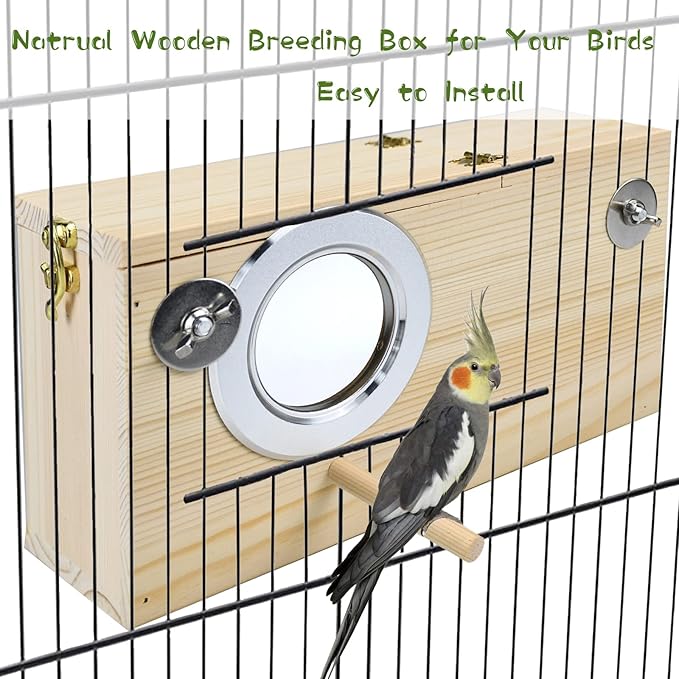 Parakeet Nesting Box Cockatiel Nesting Natural Pine Bird Nest Bird Breeding Box House Acrylic Transparent Bird Box with Detachable Wooden Board for Lovebirds Cockatiel Budgie Conure Parrot S