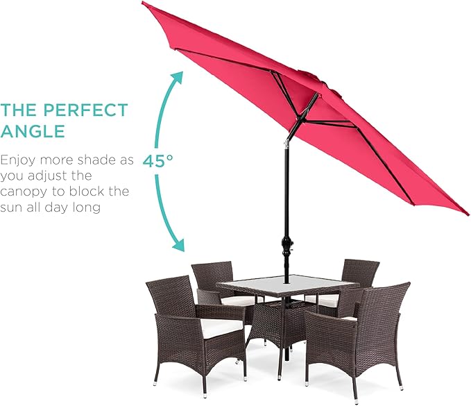 Best Choice Products 10ft Outdoor Steel Polyester Market Patio Umbrella w/Crank, Easy Push Button, Tilt, Table Compatible