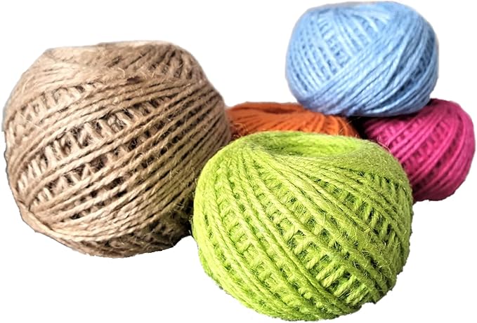 KIS Premium Colurful Natural Jute Twine 328 Feet 2mm Green - Smell Free 3 Strand, DIY Projects, Crafts, Decoration, Hobby, PET Friendly, Gardening Yarn - String - Rope…