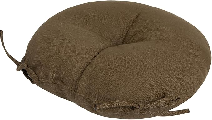 Bistro Chair Cushions 15 inch,Set of 2,Tufted Round Chair Cushions with Ties,15"x15"x4",Water Resistant Round Seat Cushion for Barstool Chairs,Patio Garden Kitchen Outdoor Furniture(Coffee Brown)