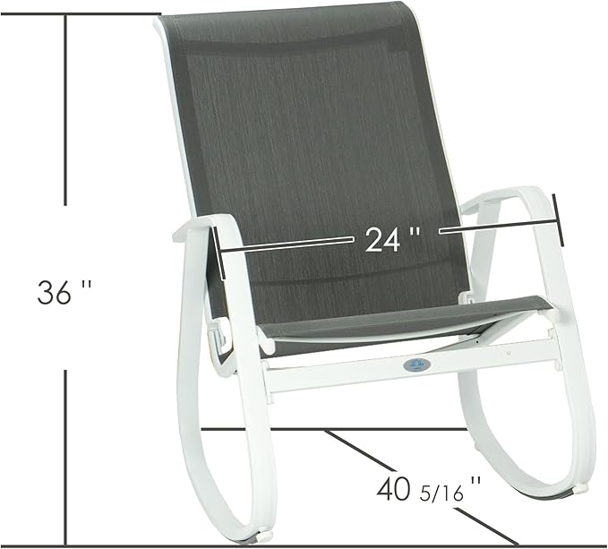 Kozyard Outdoor Patio Rocking Sling Chair with Powder Coated Aluminum Frame and Weather Resistant Breathable Mesh Fabric for Patio Porch Yard Garden