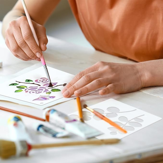 Marspark 66 Pcs Spring Easter Small Stencils for Crafts Reusable 3 Inch Stencils for Painting on Wood DIY Craft Paint Template for Wall Home Decor Card Rock Canvas Drawing Holiday (Flowering Plants)