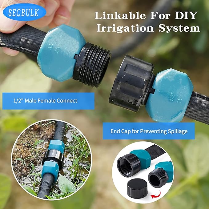 2025 Flat Soaker Hose 150 ft for Garden, 150' (75ft x 2) Linkable Drip Hose Diy Garden Irrigation System Saving 80% Water, Dual-layer Leak-free Design Water Hose with Holes