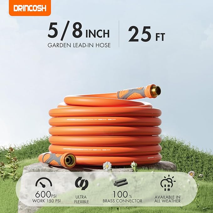 25 ft Garden Hose, Heavy Duty Water Hose, Flexible garden Hose, Lightweight Water Hose with Swivel Handle,3/4" Male to Female Fittings, Burst 600 PSI