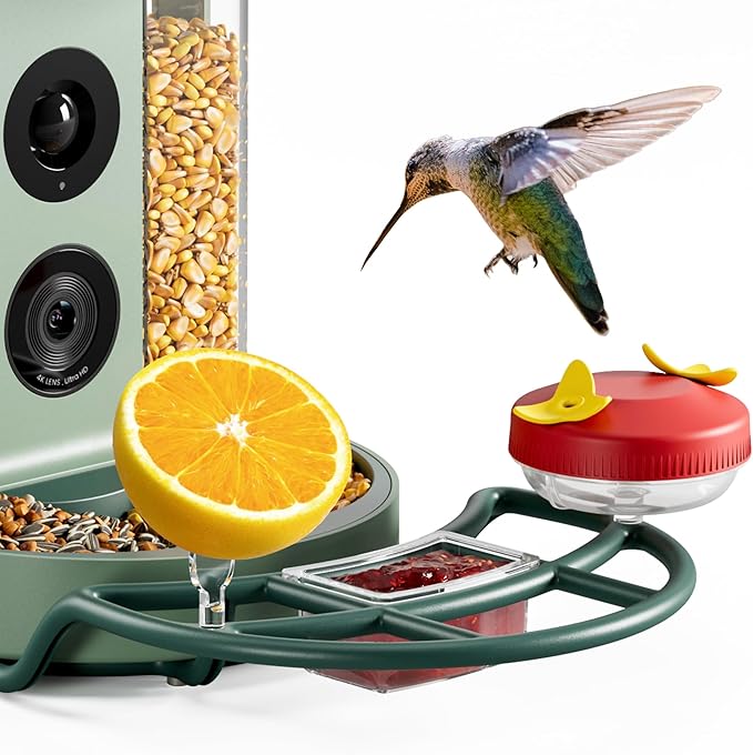 Beako™ Complete Bird Feeder Kit DIY Add-Ons Including Mini Hummingbird Feeder, 2 Fruit Holders, Jelly Feeder, Compatible with Beako™ Smart Bird Feeder with Camera to Attract More Birds