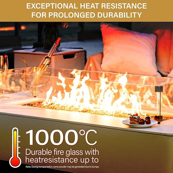 NUPICK 20 Pound Fire Glass for Fire Pit, 1/2 Inch Tempered Reflective Fire Glass for Propane Fire Pit & Gas Fireplace, Gold Rock