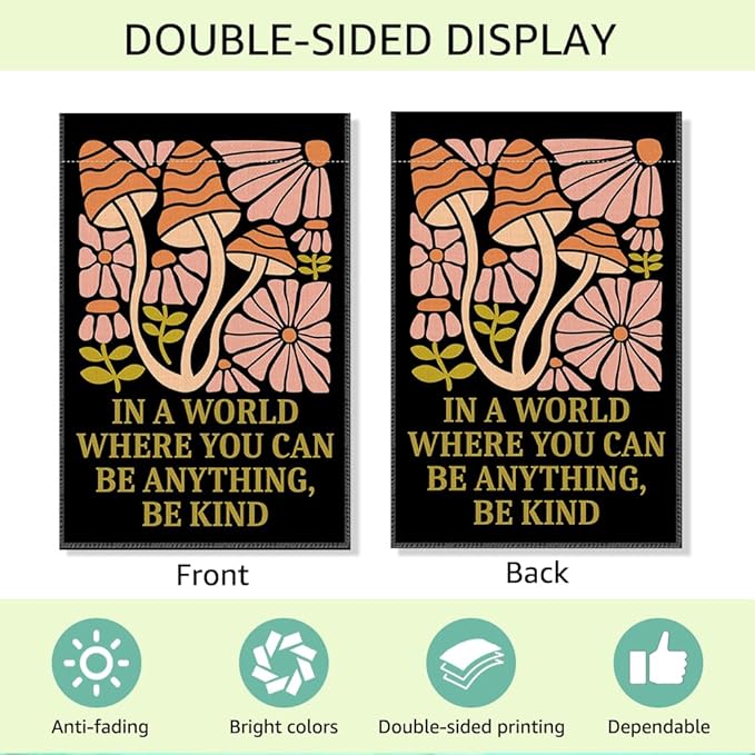 RZHV In a World Where You Can Be Anything Be Kind Double-Sided Garden Flag for Outdoor House Yard Sign Garden Decor Parade, Kindness Social Justice Outdoor Banner, Peace Inclusive Yard Sign Decor
