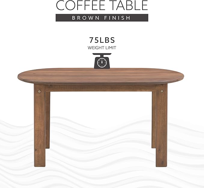 Linon Coffee Table, 18.11D x 35.24W x 18.11H in, Acorn
