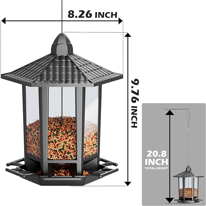 Birdream 4 Pack Bird Feeders for Outdoor Hanging, 10 LB Fun Installation Retro Pagoda Design Bird Feeder, Attracting Wild Birds Chickadees Goldfinches Cardinals Finches and Sparrows