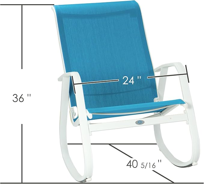 Kozyard Outdoor Patio Rocking Sling Chair with Powder Coated Aluminum Frame and Weather Resistant Breathable Mesh Fabric for Patio Porch Yard Garden
