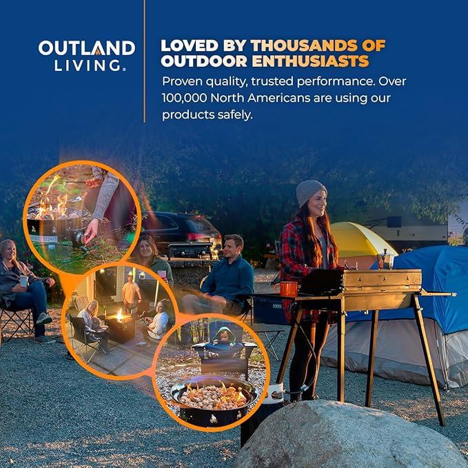 Outland Living Portable Propane Fire Pit, 19-inch, 58,000 BTU with Fire Pit Cover & Carry Kit, Smokeless Gas Firebowl | Perfect for Camping, Patio, Backyard, Tailgating, Deck, RV| Black 893 Deluxe
