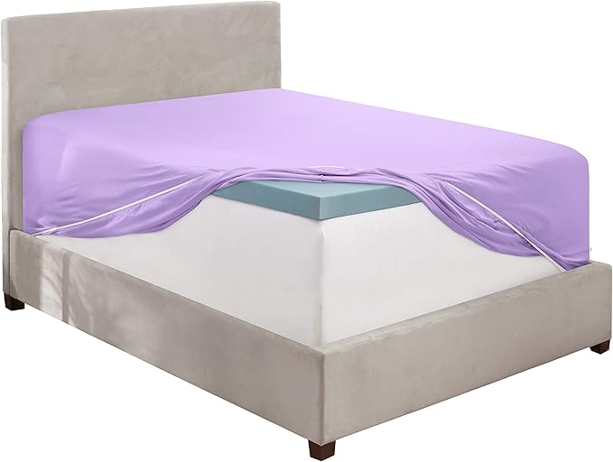 Clara Clark Fitted Sheet, Extra Deep Pocket Fits Deep Mattress, Luxury Soft Fitted Sheet Only, Twin XL Lavender