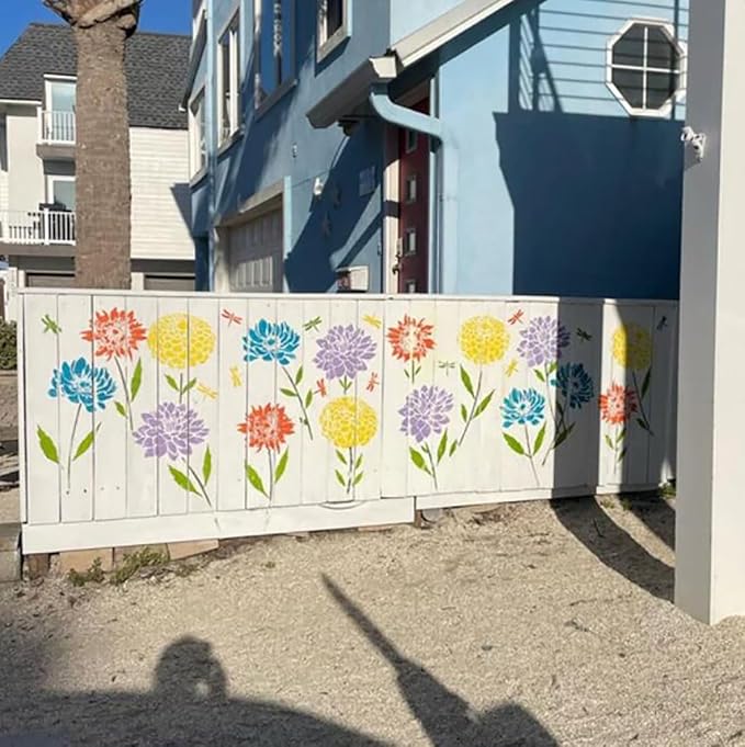 Large Flower Stencils for Painting Flower Stencils for Walls 14” Floral Stencil Templates for Garden Fence Wood Furniture