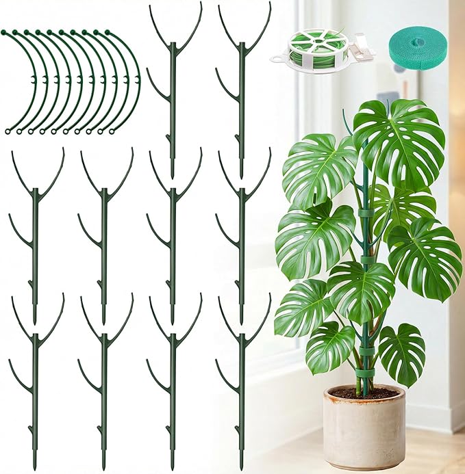 Monstera Plant Support Stakes Indoor - 30-Pack Stackable Tall Plant Sticks for Climbing Plants Stem Support - Durable Trellis Garden Poles for Outdoor Gardening