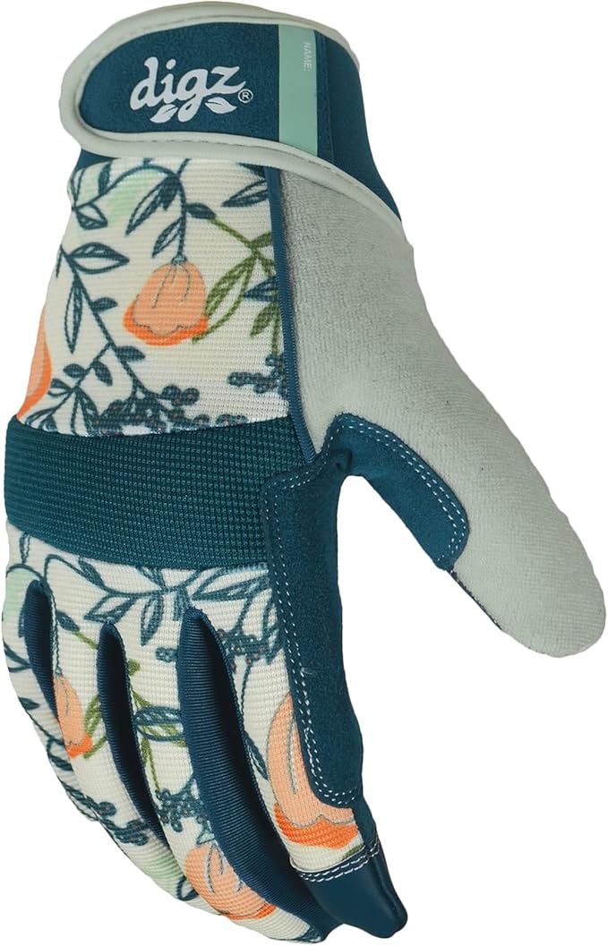 DIGZ 77862-23 High Performance Women's Gardening Work Touch Screen Compatible Fingertips Gloves, Large (Pack of 1), Coral Floral Pattern