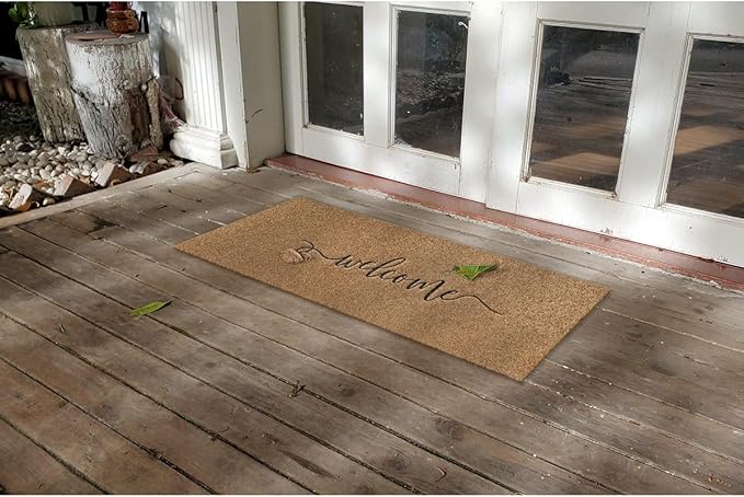 AAZZKANG Brown Door Mat Large 18"x48" Outdoor Welcome Mat with Non Slip Rubber Backing Easy to Clean Entry Doormat for Indoor High Traffic Areas Front Door