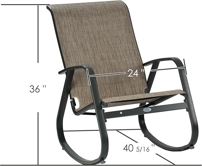 Kozyard Outdoor Contemporary Patio Rocking Sling Chair with Powder Coated Aluminum Frame and Weather Resistant and Breathable Mesh Fabric, Perfect for Patio, Porch, Yard, Garden