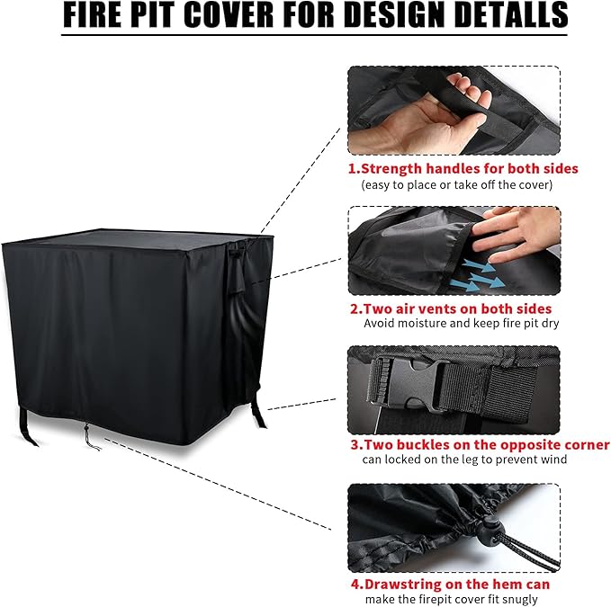 Fire Pit Cover Rectangular 56 Inch,Propane Gas Fire Pit Table Cover,Outdoor Waterproof Firepit Table Cover - 56 x 27 x 15 Inch