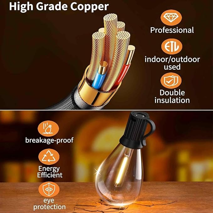 smareal 200FT Outdoor String Lights, LED Patio Lights with 62 Shatterproof S11 Edison Bulbs, Ultra Long Waterproof Hanging Lights for Backyard Deck Porch Party Decor Commercial Use 2700K