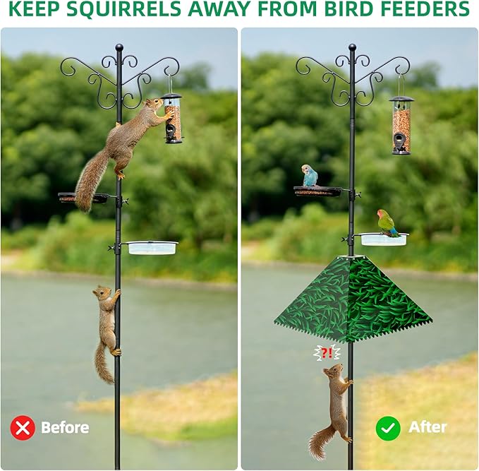 MIXXIDEA Squirrel Baffle for Bird Feeder Pole, Metal Pole Mount Bird House Guard, Squirrel Baffle for 4x4 Post (Green)